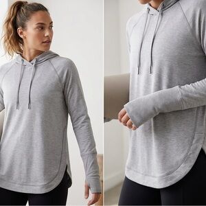 Athleta Light Gray Pullover Hoodie with Thumbhole Cuffs